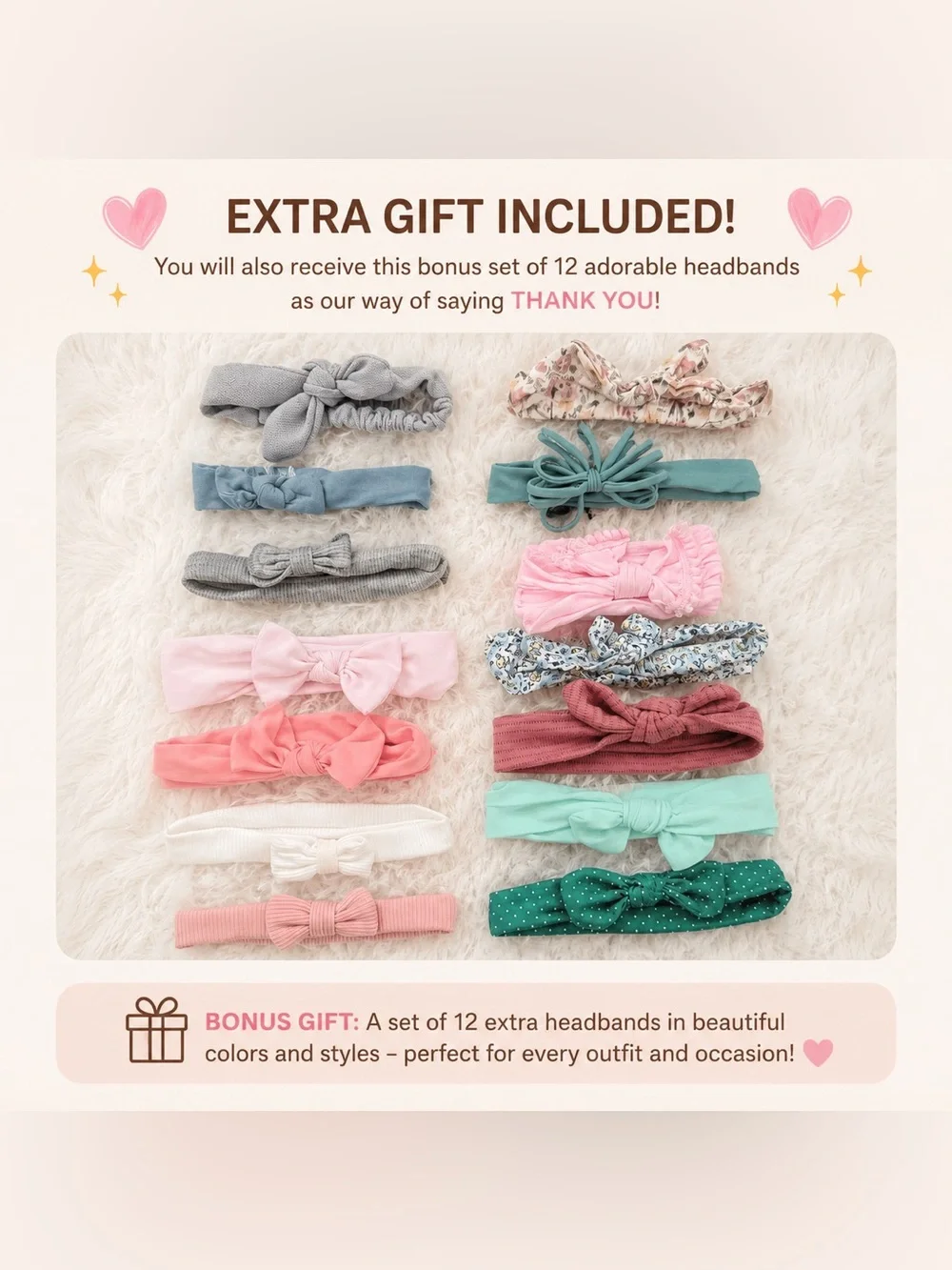 Baby & Toddler Knotted Bow Headbands Set of 12 + Bonus Headband Gift Bundle